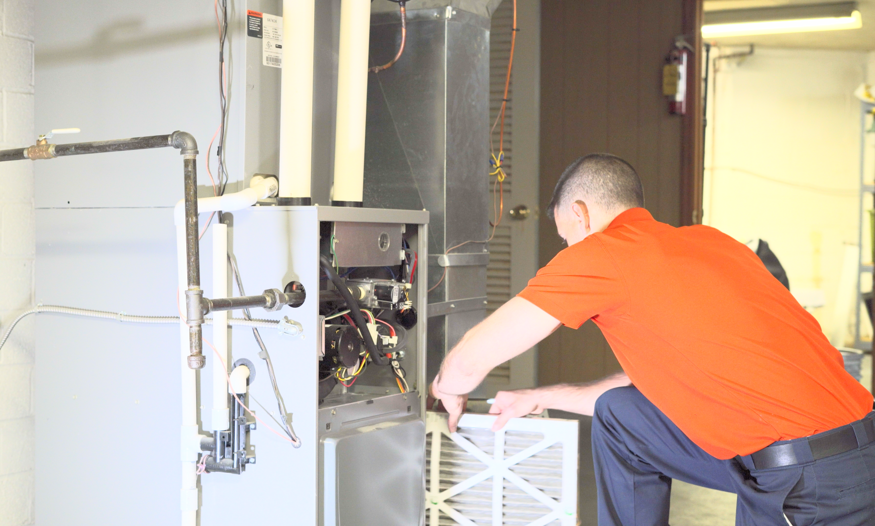 furnace filter replacement during maintenance visit 